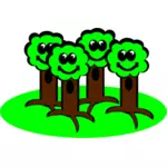 Copaci fericit, zambitoare desen vectorial
