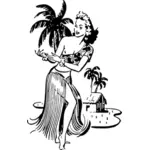 Grafica vettoriale di lady hawaiana danza