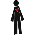 Persoană de sex masculin cu inima grafică vectorială