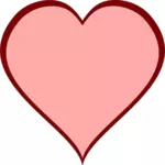 Coeur rose avec image vectorielle de rouge épaisse ligne frontière