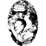 Ilustração de soldado e mulher