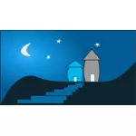 Image clipart vectoriels de deux maisons au clair de lune