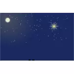 Vektorgrafikk av himmelen med skinnende stjerne