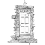 Векторные картинки Гостиница дверь в оттенках серого