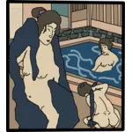 Kobieta w basenie onsen