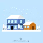 Rumah pemandangan musim dingin