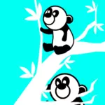 Dvě obří pandy na stromě