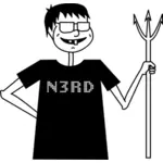 Vector illustration of nerd with a pitchfork