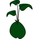 Vektor seni klip tanaman dengan tiga daun hijau gelap