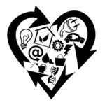 心脏和物的互联网标志