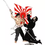 Les combattants russes et japonais vector image