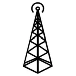 Antena del transmisor de radio con la ilustración vectorial base cuadrada