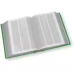 Vektor Klipart zelené knihy tři sloupce otevřené