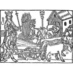 Grafika wektorowa średniowiecznych rolnictwo scena