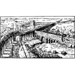 Desenho antigo vetorial de Roman Aqueduct