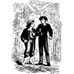 Tom Sawyer dan Huck Finn vektor ilustrasi