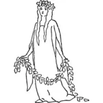 Vector drawing of lady charity with leaves
