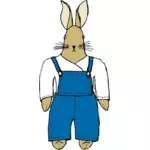 Vector drawing of bunny in overalls