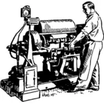 Illustration vectorielle de l'homme travaillant dans une usine automobile