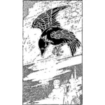 Vektor-Illustration der Krähe fliegen