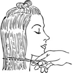 Vektor ilustrasi gadis mendapatkan potongan rambut