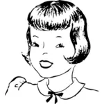Dibujo de un peinado con flequillo y pelo corto femenino vectorial