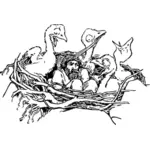 Mann in einem Vogel-Nest-Vektor-Bild