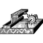 Vector illustration of water mill machine