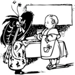Ilustración vectorial de dos niñas hablando