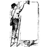 Decorador pintando uma ilustração em vetor noticeboard
