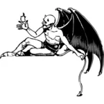 Vector illustration of reclining devil