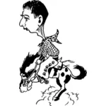 Koboi menunggangi kuda vektor ilustrasi