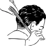 Vektor seni klip penata rambut dengan gunting dan sisir