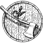 Sparrow and ax on barrel head