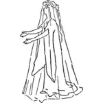 Immagine vettoriale della signora in abito da sposa