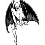 Wektor rysunek siedzący diabła