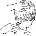 Vektor menggambar penata rambut mencukur leher