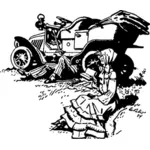 Ilustracja wektorowa uszkodzonego samochodu