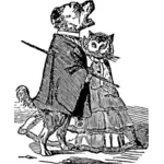 犬と猫のカップル ベクトル図面