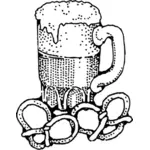 Vector afbeelding van bier en krakelingen