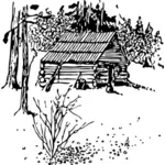 Cabine de fazenda em desenho vetorial de natureza