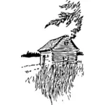 Cabin on the plains vector drawing