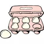 Doos van 6 eieren vector illustraties