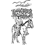 Jinete del caballo con dibujo vectorial de sombrero