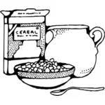 Caja de cereal y pote de leche arte vectorial