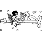 Vector afbeelding van Cupido met tragedie masker