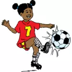 Gadis bermain sepak bola vektor gambar