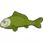 Уродливая Зеленая рыба стороне векторные иллюстрации