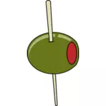 Grön oliv på en tandpetare vektor