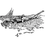 השקת סירת הצלה מתוך התמונה וקטור שור
